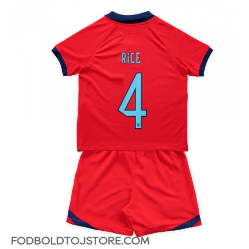 England Declan Rice #4 Udebanesæt Børn VM 2022 Kortærmet (+ Korte bukser)